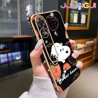 Jjlingji เคสสำหรับ OPPO Reno 8T 4G Reno 8T 5G A1 Pro 5G เคสลายการ์ตูนสนูปี้พื้นผิวสี่เหลี่ยมใหม่เคสชุบผิวเคสนิ่มซิลิกาเจลกันกระแทกเคสมือถือรวมทุกอย่างเลนส์กล้องถ่ายรูปฝาครอบป้องกัน