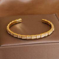 2023 New Design Opal Geometric Open Bangles&amp;bracelets for Women Fashion Brand Jewelry Delicate Zircon Bangles