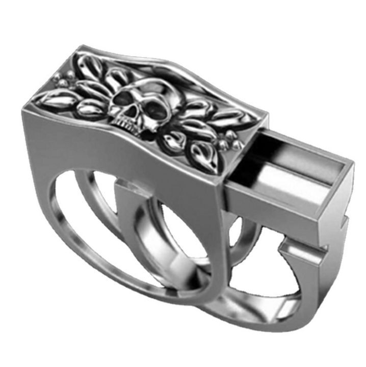 แหวนลมหัวกะโหลกพังก์สำหรับผู้ชายและผู้หญิงขายข้ามพรมแดนในยุโรปและสหรัฐอเมริกา