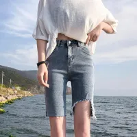 Denim Shorts Womens Five-Point Pants Tight Thin Section Self-Cultivation 2022 Summer New High Waist Slim Cycling