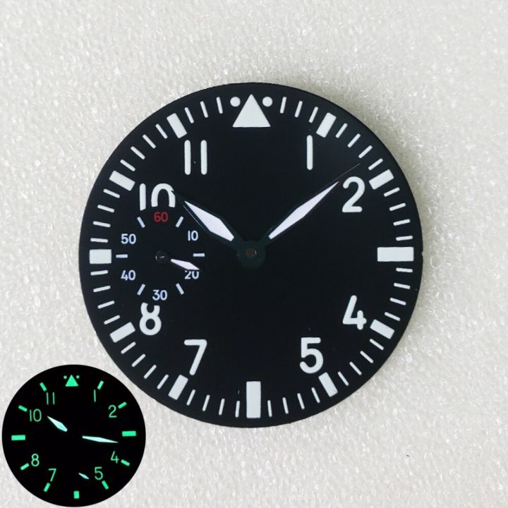 38-8mm-watch-dial-green-luminous-watch-accessories-repair-parts-for-swiss-eta-6498-seagull-st3620-movement