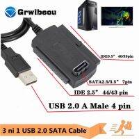 [LUNA electronic accessories] GRWIBEOU 3 In1 USB 2.0 IDE SATA 5.25 S-ATA 2.5 3.5นิ้วฮาร์ดดิสก์ไดรฟ์ HDD อะแดปเตอร์เคเบิ้ลสำหรับแล็ปท็อปพีซีแปลง