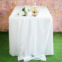 European Style Chiffon Table Runner Overlay Luxury Sheer Solid Color Rustic Tablecloth Cover for Bridal Shower Romantic