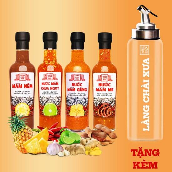 Hộp quà ngũ hành vàng gồm 4 chai nước mắm pha sẵn nguyên liệu tươi làng - ảnh sản phẩm 5