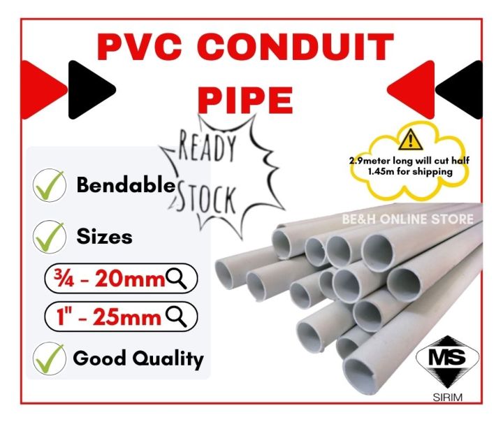 [Ready Stock] PVC Conduit Pipe Paip Sirim 4.5Feet 20mm 3/4