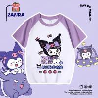 ZANRA เสื้อผ้าคุโรมิ เสื้อยืดแขนสั้นเด็กผู้หญิง Raglan เสื้อการ์ตูนลำลองสำหรับเด็ก