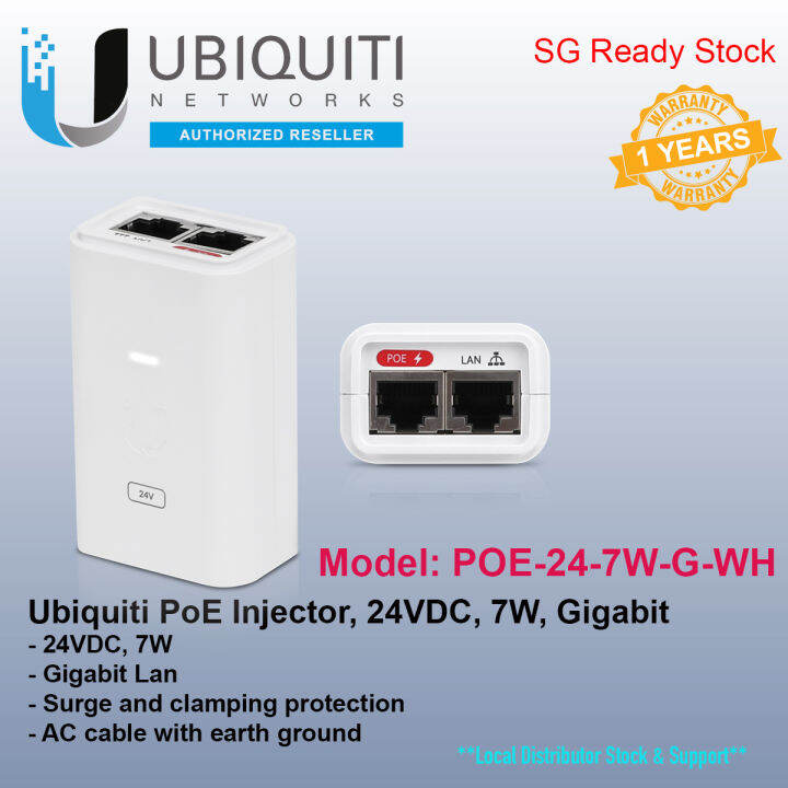 Ubiquiti PoE247WGWH 24VDC, 7W, Gigabit Lan PoE Adapter with EU