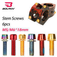 BOLANY 6ชิ้นจักรยานต้นกำเนิดสกรู M5M6 * 18มิลลิเมตร H Andlebar Riser น็อตที่มีสีสันเบาสแตนเลส MTB อุปกรณ์จักรยานถนน