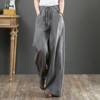 CODiy085671 Plus Size S-3XL 2020 Womens Pants Cotton Linen Loose Causal Wide Leg Pants Long Palazo Pants