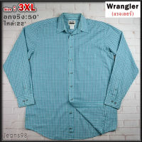 Wrangler®แท้ อก 50 ไซส์ 3XL เสื้อเชิ้ตผู้ชาย แรงเลอร์ สีฟ้าอ่อน เสื้อแขนยาว เนื้อผ้าดีสวยๆ