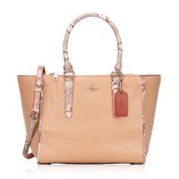 กระเป๋าถือ COACH แท้ รุ่นหรูจาก Shop หนังแท้ หนังนิ่ม สายหนังแท้ ลายหนังงู รุ่นหายาก มีสายยาว ใบใหญ่ COACH 11751  Crosby Carryall Natural Refined Leather Bag Nude Pink