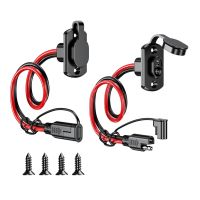 ﺴ✚ 2PC 12AWG 30CM SAE Power Socket SAE Waterproof Quick Connect Panel Mount Universal Flush-Mountable Connector for Moto Battery