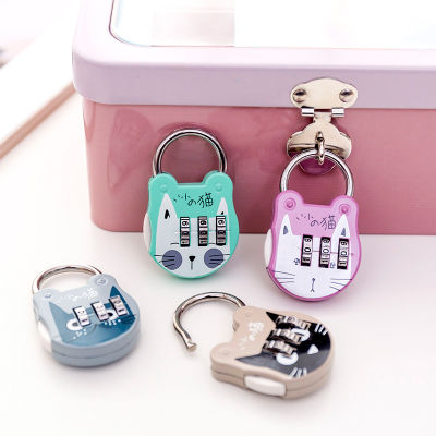Handbag Safe Lock Portable Digit Lock Keyed Notebook Padlock Secure Luggage Lock Cute Cat Code Lock