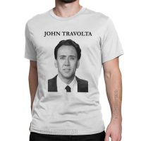 เสื้อยืดผู้ชาย Nicolas Cage John Travolta Face Off สีดำผู้ชายเสื้อยืดเสื้อยืดแปลกใหม่เสื้อยืดคอกลมคลาสสิกเสื้อผ้าคอตตอน100