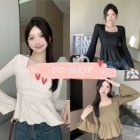 DD SHOPพร้อมส่ง 95153 เสื้อไหมพรมแขนยาว ผ้าพริ้ว ใส่สบาย -C