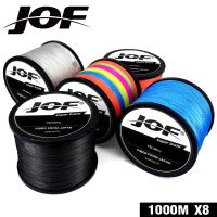 JOF 8เส้น1000เมตร100% สายถักเอ็นตกปลาคาร์พ PE 22-88LB อุปกรณ์ตกปลาหลากสี9สี