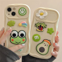 หน้าต่างบานเลื่อนสามมิติอะโวคาโด เคสมือถือกบ for แอปเปิ้ล 14promax 13 12 11 เคสศัพท์ รวมทุกอย่าง กันกระแทก เคสป้องกัน