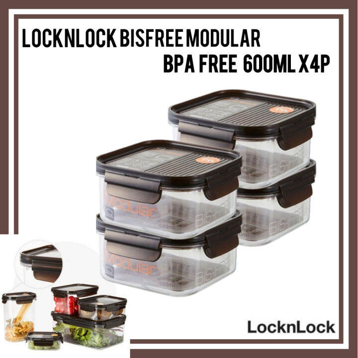 LocknLock Bisfree Modular 600ml x4p/Lock & Lock/BPA FREE/Microwave