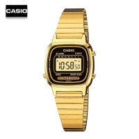 Velashop นาฬิกาข้อมือผู้หญิง Casio สายสแตนเลส รุ่น  LA-670WGA-1DF, LA-670WGA-1D, LA-670WGA-1, LA-670WGA, LA670WGA  - สีทองหน้าปัดดำ