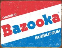 องค์กรสิ้นหวัง Bazooka Bubble Gum การตกแต่งผนังโลหะโบราณป้ายดีบุกคิดถึง-ผลิตในสหรัฐ-16 "W X 12.5" H