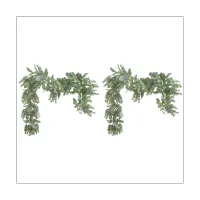 2Pc Lambs Ear Garland Greenery and Eucalyptus Vine / 38 Inches Long/Light Colored Flocked Leaves/Soft and Drapey Wedding