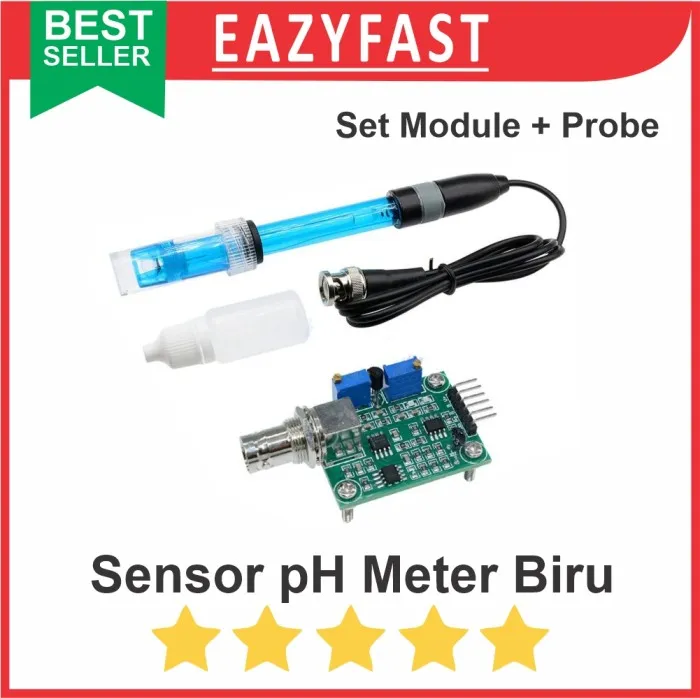 Sensor Probe pH meter Arduino Module Kit Set Electrode BNC Blue Biru