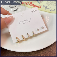 [Oliver Timmy] ต่างหูห้อยขนาดเล็กรูปวงกลมทำจากโลหะแฟชั่นใหม่สำหรับผู้หญิงชุดของขวัญเครื่องประดับ1ชุด