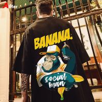 เสื้อยืดพรีเมี่ยมAbfer 2021 Hip Hop T Shirt Men Cartoon Tshirt Chimpanzee Oversized T-Shirts Harajuku Streetwear Summer Short Sleeve Tops Tees