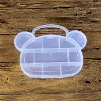 10pcs transparent plastic storage box cartoon bear children with handle induction