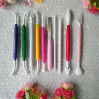 SHOOTHE 10Pcs Fondant Modeling Pen Dough Engraving Set Sugar Flower Sculpture Engraved Pens Biscuit Cookie Cutter Colorful Cake Decoration Tools Bakin