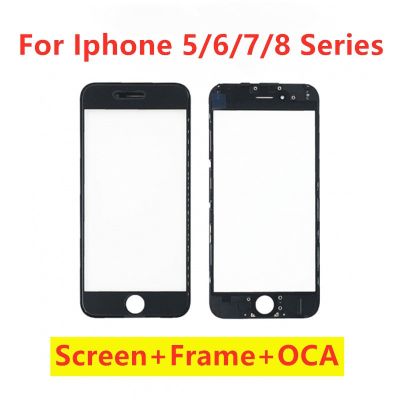 กรอบด้านหน้าสำหรับ iPhone 5 5 5S 6S Plus 7 Plus 8 Plus กระจกหน้าจอสัมผัสซ่อมแซมชิ้นส่วน LCD