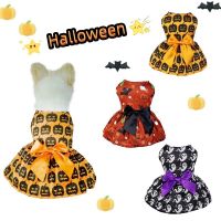 Halloween Pet Dog Dress Cute Print Cat Dress Fancy Cosplay Costume Pet Clothes Big Bow Dog Princess Skirt Chihuahua Dog Clothes Dresses