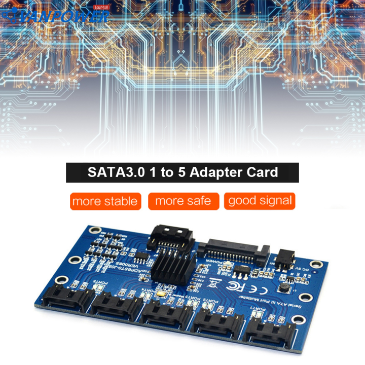 Professional 1 to 5 Port SATA Adapter Card SATA 3.0 6Gbps PM Expansion