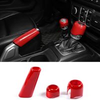 Handbrake Cover + Gear Shift Knob Cover + Drive Mode Shift Knob Cover for 2018-2022 Jeep Wrangler JL JLU