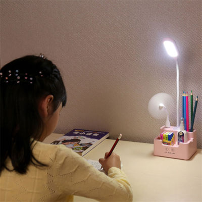 Rechargeable Led Table Lamp With Fan Touch Dimmable Desk Lamp Eye protection Reading Light For Kid With Phone Hoder Pen Holder