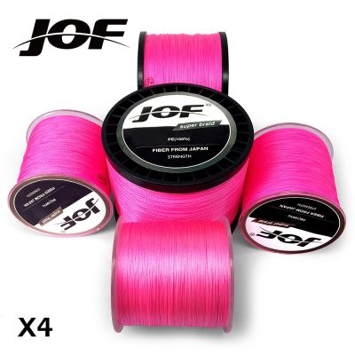 Jpe สายถักเอ็นตกปลาสายตกปลา Multifilament สีชมพู,แข็งแรง4เส้น100ม. 300ม. 500ม. 1000เมตร