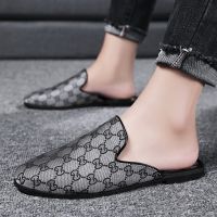 Leong 2023ใหม่รองเท้าเปิดส้นหนังผู้ชาย Loafers ยี่ห้อ Comfy รองเท้าผู้ชายรองเท้าลำลองสำหรับขับรถบนรองเท้าเรือสำหรับชายรองเท้าแตะ Chaussure Homme ขนาดพิเศษ39-46JH