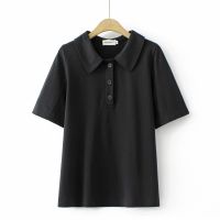 【มีไซส์ใหญ่】Plus Size Womens XL-4XL Fashion Black Shirts Oversized Solid Color Female Summer Tops