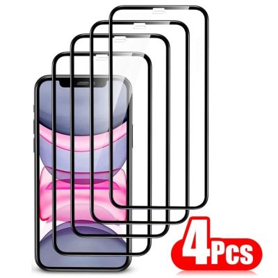 [spot goods66]กระจกปกป้องป้องกันเต็มพื้นที่4ชิ้นสำหรับ iPhone 14 13 12 11 Pro อุปกรณ์ป้องกันหน้าจอ Max 8 Plus X XR Xs Mini