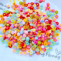 100Pcs New 6mm Kawaii Cute Mixed Flowers Flat Back Resin Cabochons Scrapbooking DIY Jewelry Craft Decoration Accessorie J58