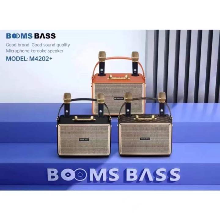 ลำโพงบลูทูธ-booms-bass-รุ่นm4202-เสียงดี-เบสหนัก-คุณภาพเสียงยอดเยี่ยม-แถมฟรีไมค์ลอย-2-ตัว