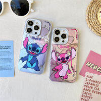 เคสโทรศัพท์เงินชุบโลหะด้วยไฟฟ้าแบรนด์ยอดนิยมสำหรับ IPhone 11 12 13 14 Pro เคสสีชมพูสติทช์ตะเข็บสีฟ้าฝาหลังโทรศัพท์คู่รักสำหรับเด็กผู้ชายเด็กผู้หญิง