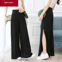 COD SDFERTGRTYTYUYU Culottes Womens High Split Pants Summer New High Waist Wide Leg Cropped Pants For Woman Wear