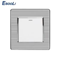 Esooli 1 Gang 1 Way Luxury Light Switch On / Off Wall Switch Interruptor Stainless Steel Panel AC 110~250V Power Points  Switches Savers