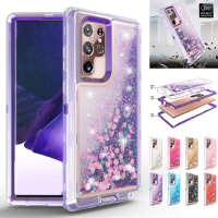 XJ Mall สำหรับ Samsung Galaxy S20 S22 S21 Plus Ultra Sparkle ลอย Liquid Quicksand Bling เลื่อม Glitter 3 In 1กันกระแทก Hard PC กันชนทนทานเต็มรูปแบบป้องกันผู้หญิงสำหรับ Samsung Note 20 Ultra/note 20/s10E/S10 Plus