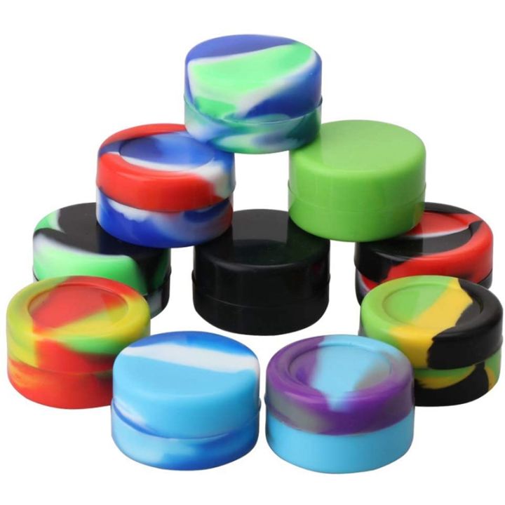 10-pcs-5ml-silicone-wax-containers-assorted-colors-multi-use-non-stick-wax-oil-storage-jars