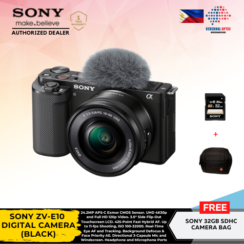 SONY ZVE10 with 1650MM Interchangeablelens Vlog camera WITH FREE SD