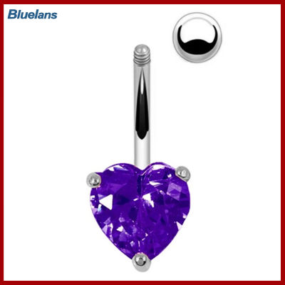 Bluelans®เครื่องประดับแบบเจาะห่วงสะดือสะดือรูปหัวใจสำหรับผู้หญิงแท่งเม็ดพลอยเทียมสะดือ