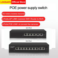 Loosafe POE Power over Ethernet Switch พร้อมพอร์ต 6/9 POE + 2 อัปลิงค์ 10/100Mbps,48V Network Power Monitoring Power Supply