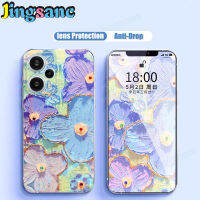 ปลอกซิลิโคน Jingsanc สำหรับ Xiaomi เคสโทรศัพท์ F5 POCO สีฟ้าประดับประกายแสงแสงสีฟ้าเคสนิ่มลายดอกไม้สีม่วงบางพิเศษ TPU แฟชั่นเรียบง่ายฝาปิดด้านหลังเลนส์รวมทุกอย่าง Xiaomi F5 Poco